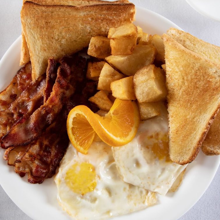 Great Food - Your Table is Here - Deer Lake Motel - Bacon and Eggs