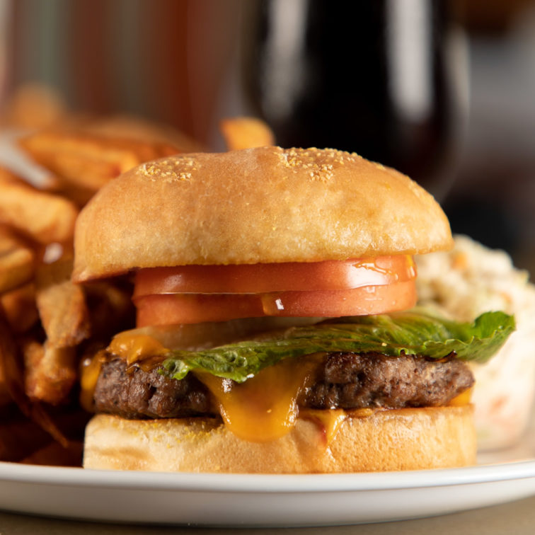 Great Food - Your Table is Here - Deer Lake Motel - Homemade Cheeseburger and Fries